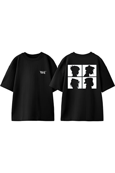 THEWERT Μπλουζάκι Gorillaz Demon Days Design Back Printed Cotton Black Oversize