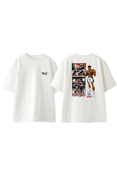 THEWERT Μπλουζάκι Boxing Muhammad Ali Design Back Printed Βαμβακερό λευκό oversize μπλουζάκι