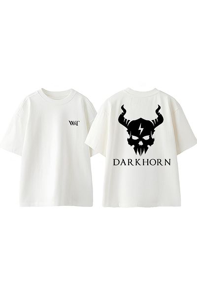 THEWERT Μπλουζάκι με σχέδιο Dark Horn με στάμπα από βαμβακερό λευκό oversize