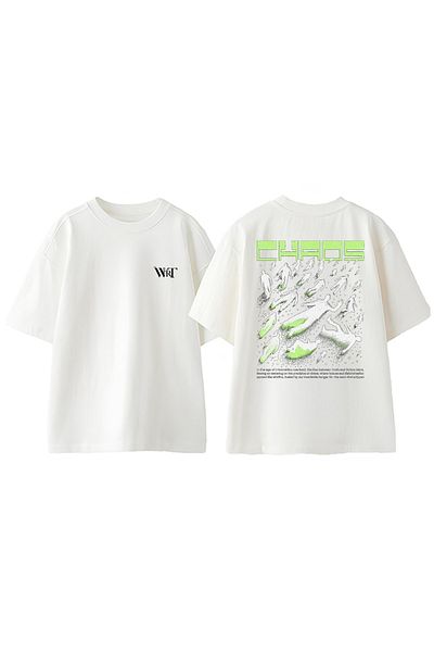 THEWERT Μπλουζάκι Chaos Design Back Printed Βαμβακερό Λευκό Oversize