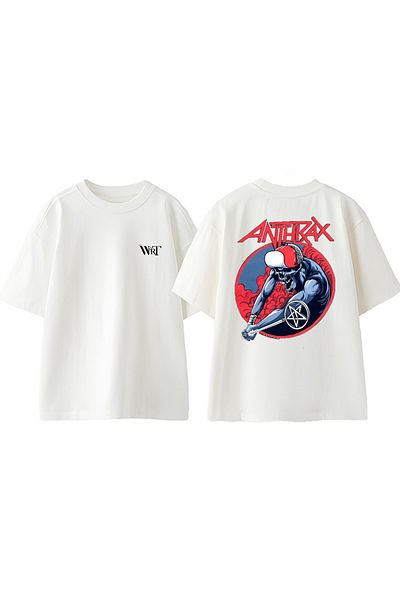 THEWERT Μπλουζάκι Anthrax Design Back Printed Βαμβακερό Λευκό Oversize