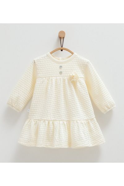 Caramell Baby Girl Dress Flower Detailed 100% Cotton
