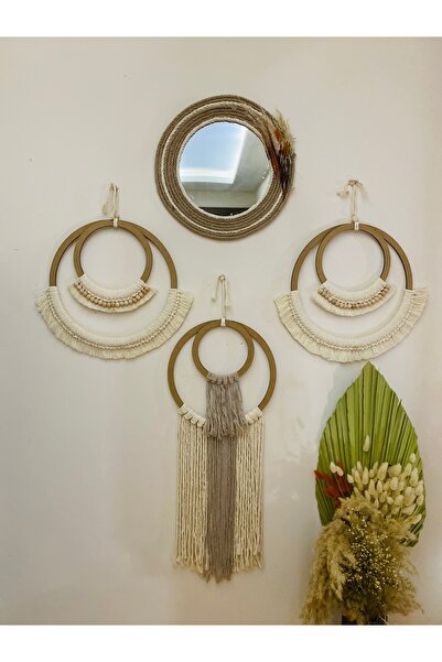 kattuna Bohemian Macrame Wicker Mirror Decoration Set of 4