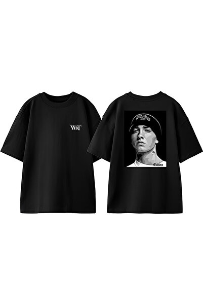 THEWERT تي شيرت Eminem Shany Design مطبوع من القطن باللون الأسود