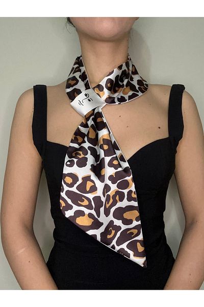 ElevaGlam Leopard Print Face Icon Tie Scarf