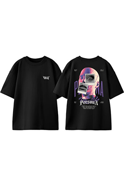 THEWERT Persona Design Rukavac Štampano Pamuk Crna Oversize kroj T-shirt