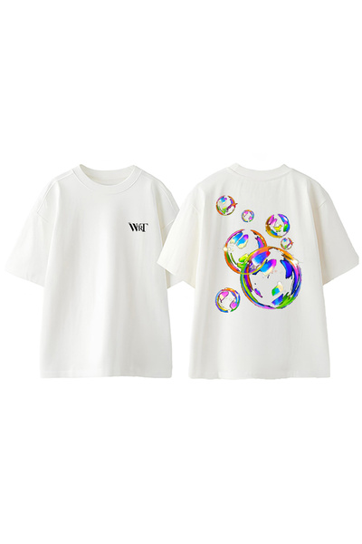 THEWERT Dizajn šarenih mehurića Leđa Štampano Pamuk Bela Oversize kroj T-shirt
