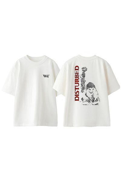 THEWERT Μπλουζάκι Disturbet Design Back Printed Βαμβακερό λευκό oversize μπλουζάκι