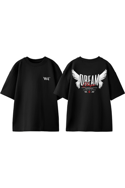 THEWERT Dream Chaser Дизайн На спині принт Бавовна Чорний Oversize футболка