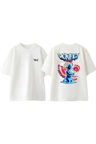 THEWERT Μπλουζάκι Sacrifice Design Back Printed Βαμβακερό Λευκό Oversize