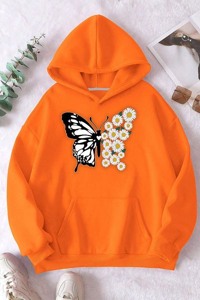 uyguntarz Φούτερ Daisy Butterfly Printed Oversize