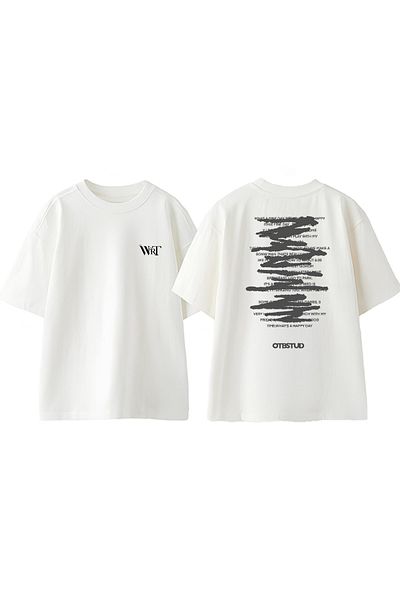 THEWERT Μπλουζάκι Otbstud Design Back Printed Βαμβακερό λευκό oversize μπλουζάκι