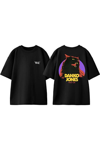 THEWERT Danko Jones Wilde Cat - Leđa Štampano Crna Pamuk Oversize kroj T-shirt