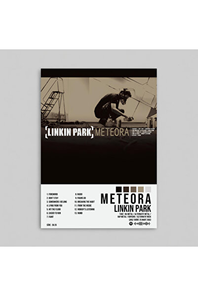 Orendart Linkin Park - Meteora Albüm Spotify Çerçevesiz Tasarım Poster