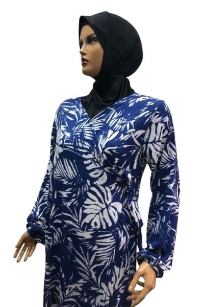 eflin Blue-White Prayer Dress - Hijab Clothing, Wrap Lace