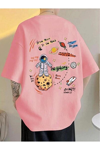 NO 601 Μπλουζάκι Unisex Pink Back Galaxy Space Oversize με στάμπα