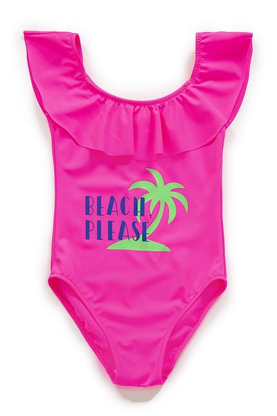 Endeep Girl's Flounce Pink Swimsuit
