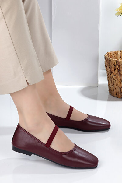 No 35 Beyaz Kare Burunlu Balerin Kadın Babet