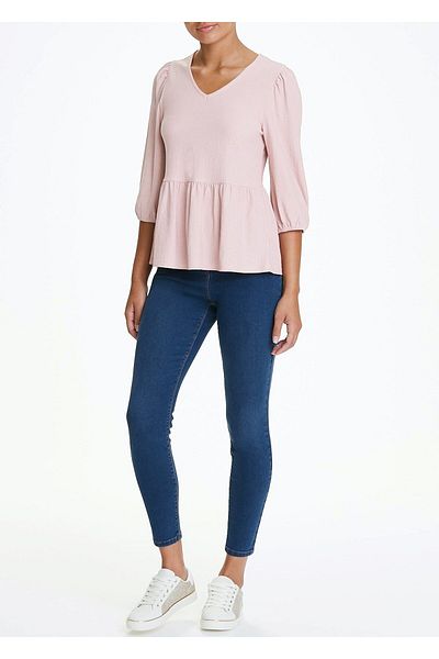 Kübra Tekstil Γυναικεία μπλούζα Peplum με λαιμόκοψη V