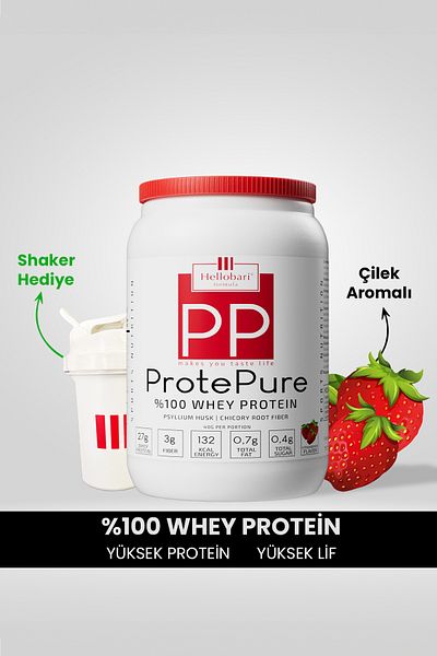 Hellobari Formula Protepure - 100% Whey Protein, Strawberry Flavored, 28 Servings