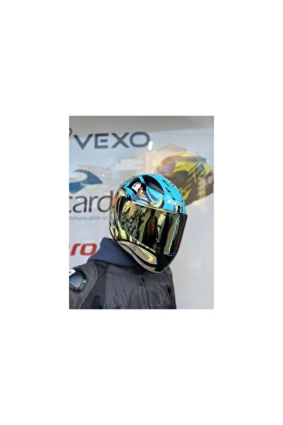 LS2 Rapıd 2 Neo Mavi-Mor Kask Gold Vizör -Mtn1