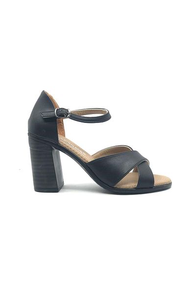 KCMN Γυναικεία παπούτσια με τακούνι Ayakdaş Cross Band Gladiator Μαύρα
