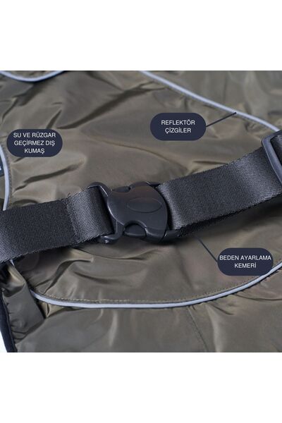 salya store Büyük Irk Köpek Yağmurluğu, Köpek Yağmurluğu, Su Geçirmez Köpek Montu, Haki 9-55kg