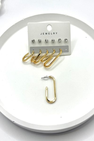 DEMOKAN Women's Earrings 12 Pcs Round Zircon Stone Cut Ellipse Hoop Earrings