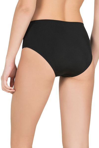 Endeep Women's Gathered Thick Brim Black Bikini Bottom