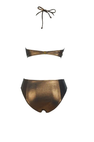 Endeep Women's Tunnelated Metallic Brown Bikini Set