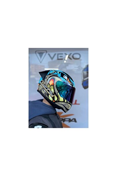 LS2 Rapıd 2 Neo Mavi-Mor Kask - Gökkuşağı Vizör - Spoiler