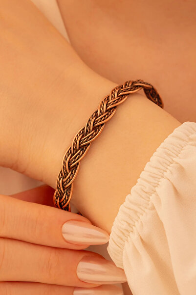 htc gümüş sepeti Örgü Model Kadın Bakır Kelepçe Bileklik Bilezik