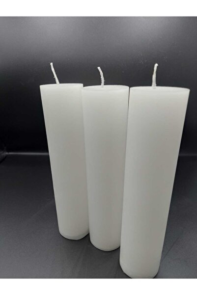 Pars Soya Parafinli BEYAZ Çap:5 Cm Boy:20 Silindir Blok Mum 3 Adet 40 Saat Yanma Süreli BEYAZ