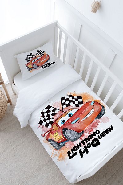 Tuğba Kuğu Baby Size Duvet Cover Set (100X150) - Cartoon Series - Racer Lightning
