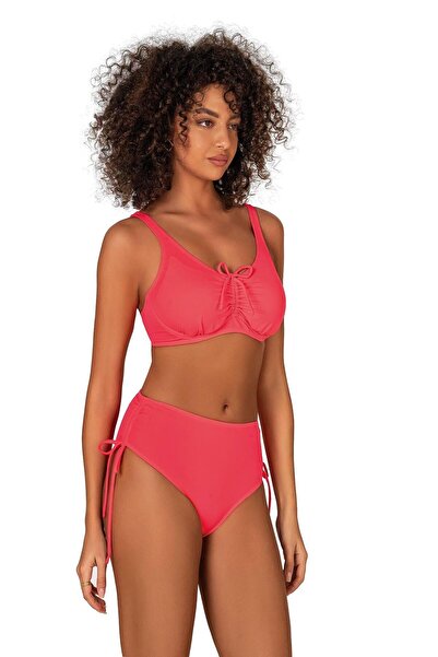 Endeep Pink Bikini Set - Plus Size with Underwire Support and Tie Detail