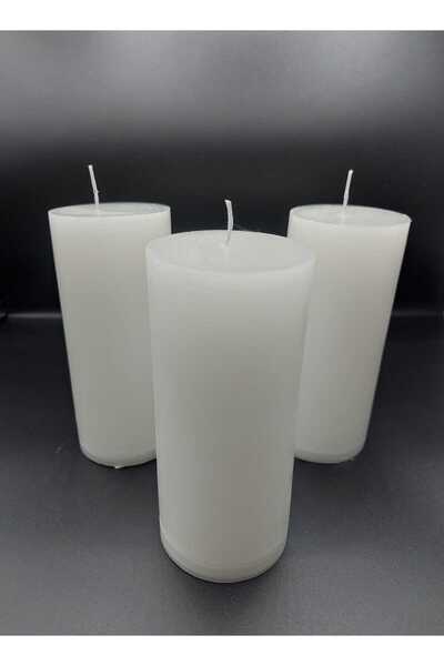 Pars Soya Parafinli Beyaz (1 ADET) 72 Saat Yanma Süreli Çap:7 Cm Boy:10 Silindir Blok Mum Beyaz