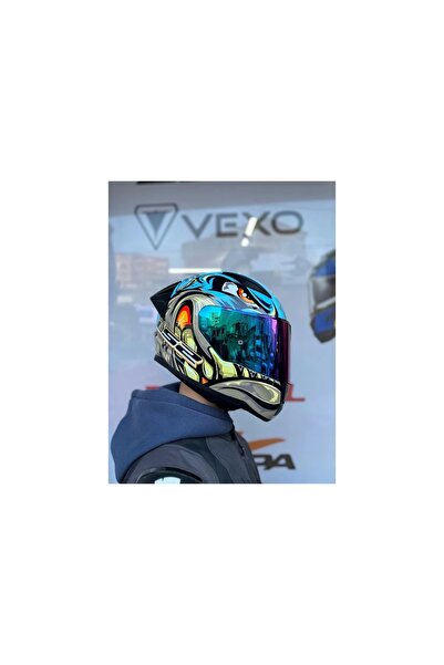 LS2 Rapıd 2 Neo Mavi-Mor Kask - Gökkuşağı Vizör - Spoiler