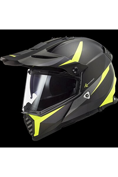 LS2 PIONEER EVO ROUTER MAT SİYAH-NEON SARI KASK