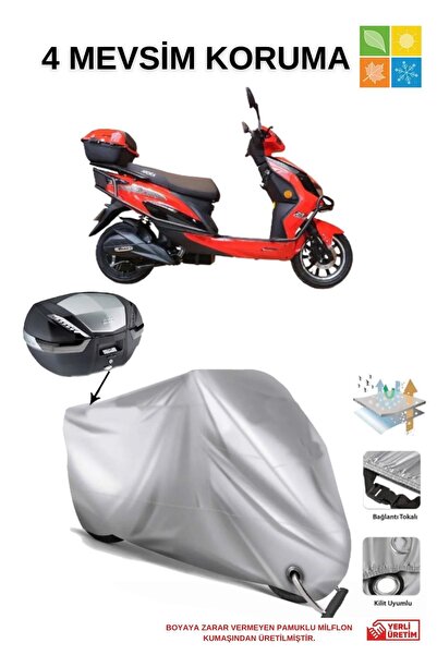AutoEN Arora Zr 5 Çanta Uyumlu Gri Kilit Uyumlu Su Geçirmez Motosiklet Brandası