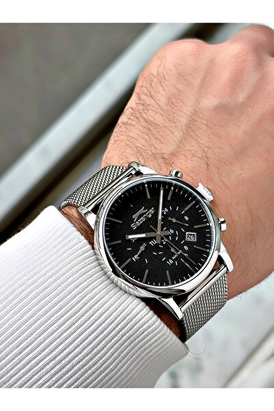Slazenger Function Silver-Black Color Steel Mesh Cord Men's Wrist Watch 1714.11