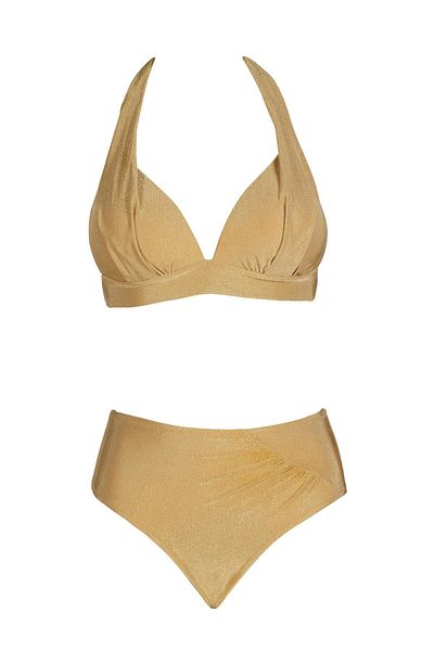 Endeep Beria Women's Mustard Color Half Padded Bikini Set