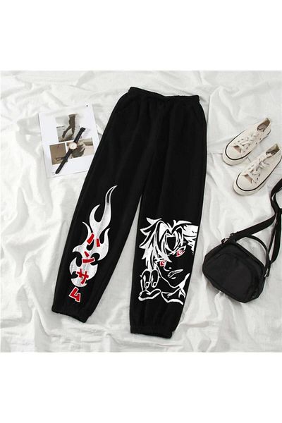 Violon Harajuku Anime Boy Printed Oversize Unisex Μαύρο Φούτερ