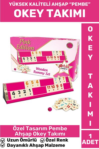 Wintoup Custom Model Long-Lasting Family Home Friend Girl's Fun Gift Game Set Wooden Pink 101 Okey Team