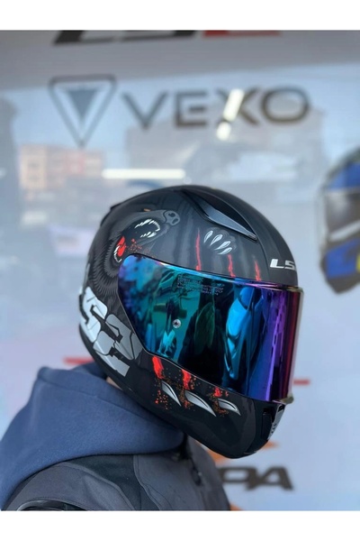 LS2 RAPID 2 CLAWN MAT SİYAH-GRİ-KIRMIZI KASK - GÖKKUŞAĞI VİZÖR