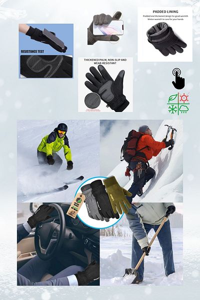 Motiva Fleece Winter Gloves - Cycling, Motorcycle, Outdoor Camping, Cold Weather Touch