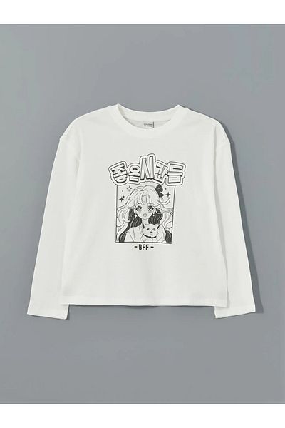 LC Waikiki Lcw Kids Girls Ecru Crew Neck T-Shirt - t t