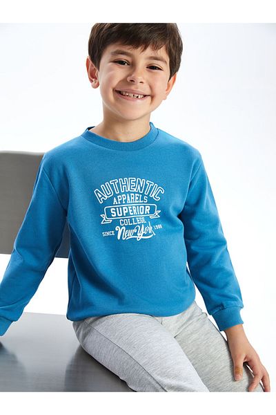 LC Waikiki Crew Neck Long Sleeve Printed Baby Boy Sweatshirt and Sweatpants Set of 2