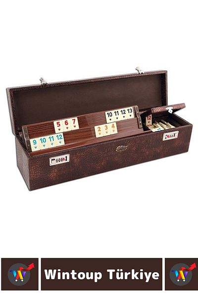 Wintoup Elite Longslive Family Home Friend Coffee Cafe Game Set Dark Color with Locked Bag 101 Okey Team
