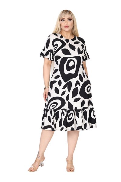 MELSAY Women's Plus Size Skirt Ruffled White Evil Eye Pattern Pocket Dress