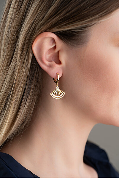 Silvano Jewelry 925 Ayar Gümüş Gold Trend Küpe